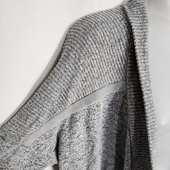 Maurices Womens Cardigan Sweater Medium Open Front Heathered Gray Velour Stripe - Picture 4 of 10